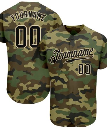 Custom Camo Black-City Cream Salute To Service Baseball Jersey, Gift For Baseball Fans