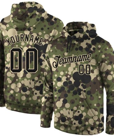 Custom Camo Black-Cream Sports Pullover Sweatshirt Salute To Service Hoodie, Gift For Football, Baseball, Hockey, Basketball, Softball & Rugby Fans