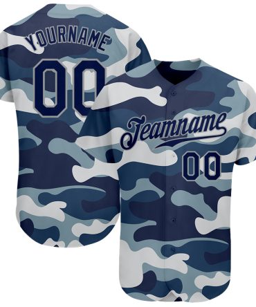 Custom Camo Navy-Gray Salute To Service Baseball Jersey, Gift For Baseball Fans