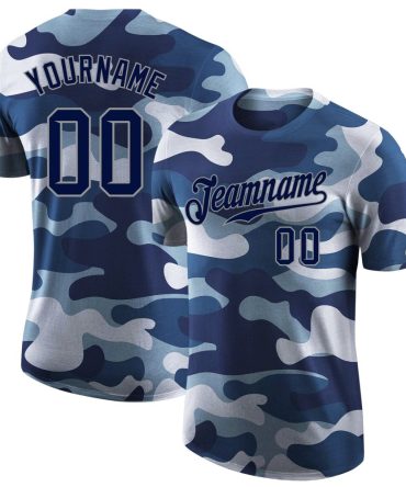 Custom Camo Navy-Gray Performance Salute To Service T-Shirt, For Football, Baseball, Hockey, Basketball, Softball & Rugby Fans