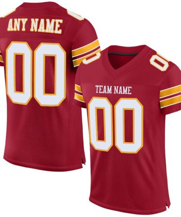 Custom Cardinal White-Gold Football Jersey, Gift For Football Fans