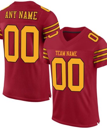 Custom Cardinal Gold-Black Football Jersey, Gift For Football Fans