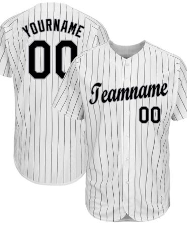 Custom White Black Pinstripe Black-Gray Baseball Jersey, Gift For Baseball Fans