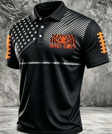 Cincinnati Football Merch Usa Flag Polo Shirt Game Day Present For Men