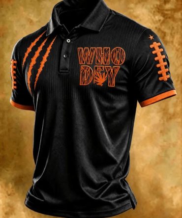 Cincinnati Football Merch Who Dey Tiger Polo Shirt Men Game Day Top Present For Dad