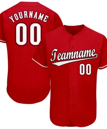 Custom Red White-Black Baseball Jersey, Gift For Baseball Fans