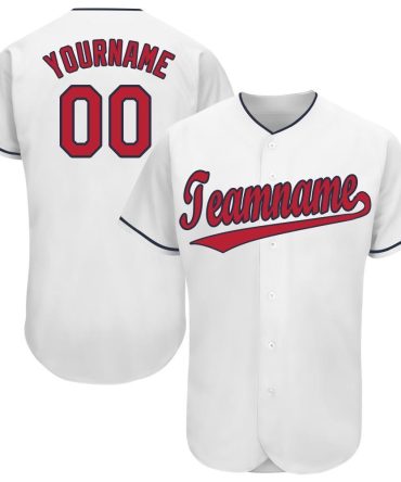 Custom White Red-Navy Baseball Jersey, Gift For Baseball Fans