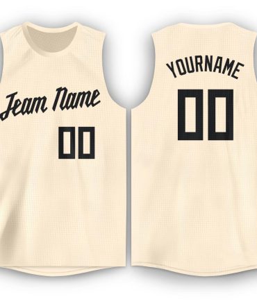 Custom Cream Black Round Neck Basketball Jersey, Gift For Basketball Fans