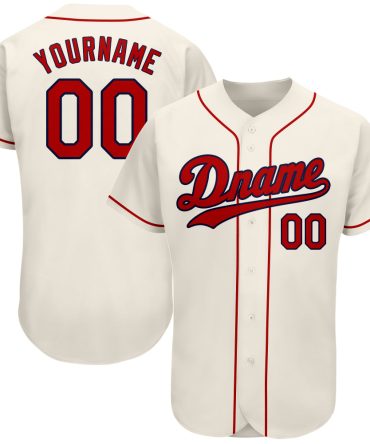 Custom Cream Red-Navy Baseball Jersey, Gift For Baseball Fans