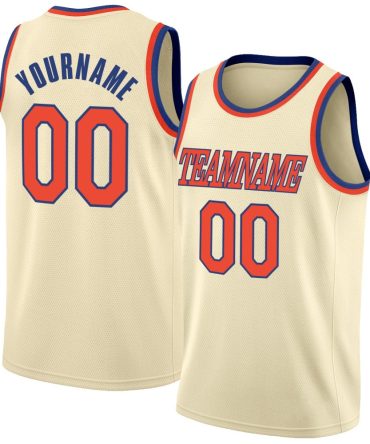 Custom Cream Orange-Royal Round Neck Rib-Knit Basketball Jersey, Gift For Basketball Fans