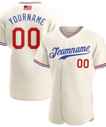 Custom Cream Red-Royal American Flag Fashion Baseball Jersey, Gift For Baseball Fans