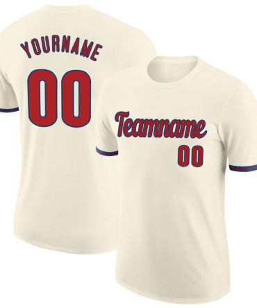 Custom Cream Red-Royal Performance T-Shirt, For Football, Baseball, Hockey, Basketball, Softball & Rugby Fans