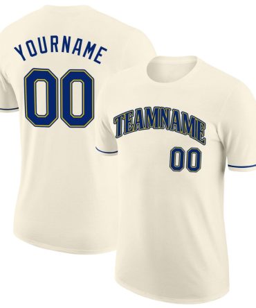 Custom Cream Royal-Gold Performance T-Shirt, For Football, Baseball, Hockey, Basketball, Softball & Rugby Fans