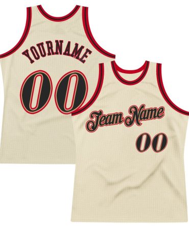 Custom Cream Black-Red Throwback Basketball Jersey, Gift For Basketball Fans