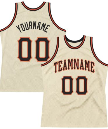 Custom Cream Black-Orange Throwback Basketball Jersey, Gift For Basketball Fans
