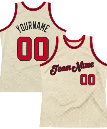 Custom Cream Red-Black Throwback Basketball Jersey, Gift For Basketball Fans