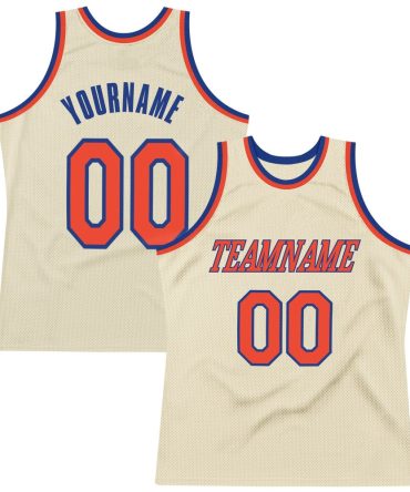 Custom Cream Orange-Royal Throwback Basketball Jersey, Gift For Basketball Fans