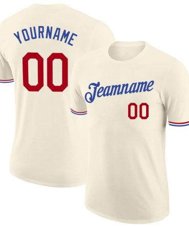 Custom Cream Red-Royal Performance T-Shirt, For Football, Baseball, Hockey, Basketball, Softball & Rugby Fans