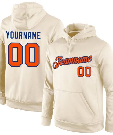 Custom Cream Orange-Royal Sports Pullover Sweatshirt Hoodie, Gift For Football, Baseball, Hockey, Basketball, Softball & Rugby Fans