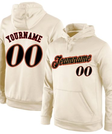 Custom Cream Black-Old Gold Sports Pullover Sweatshirt Hoodie, Gift For Football, Baseball, Hockey, Basketball, Softball & Rugby Fans