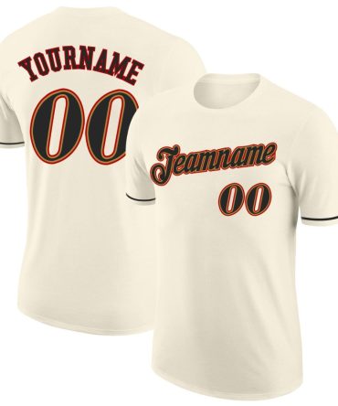Custom Cream Black-Old Gold Performance T-Shirt, For Football, Baseball, Hockey, Basketball, Softball & Rugby Fans