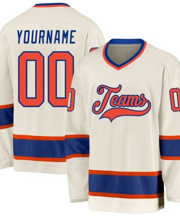 Custom Cream Orange-Royal Hockey Jersey, Gift For Hockey Fans