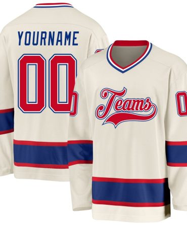 Custom Cream Red-Royal Hockey Jersey, Gift For Hockey Fans