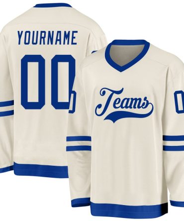Custom Cream Royal Hockey Jersey, Gift For Hockey Fans