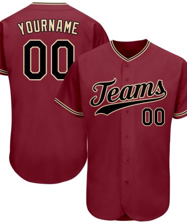 Custom Crimson Black-City Cream Baseball Jersey, Gift For Baseball Fans