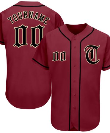 Custom Crimson Black-City Cream Baseball Jersey, Gift For Baseball Fans