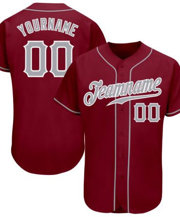 Custom Crimson Gray-White Baseball Jersey, Gift For Baseball Fans