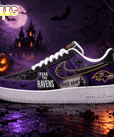 Custom Name Baltimore Ravens Nfl Fear The Team Halloween Air Force 1 Shoes