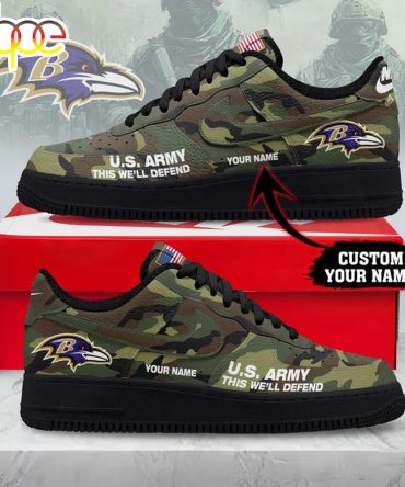 Custom Name Baltimore Ravens Nfl Us Army Air Force 1 Shoes For Fans