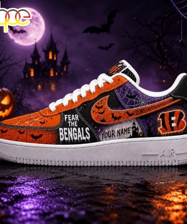Custom Name Cincinnati Bengals Nfl Fear The Team Halloween Air Force 1 Shoes