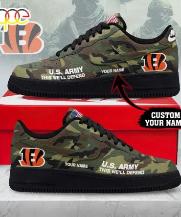 Custom Name Cincinnati Bengals Nfl Us Army Air Force 1 Shoes For Fans