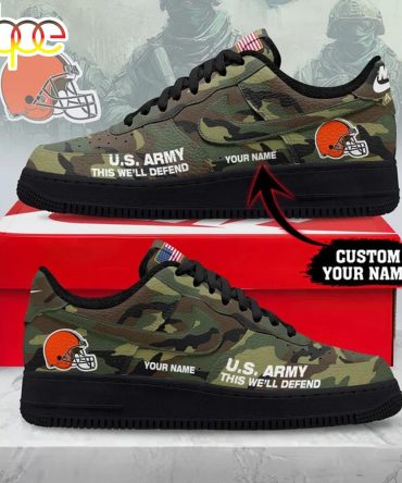 Custom Name Cleveland Browns Nfl Us Army Air Force 1 Shoes For Fans
