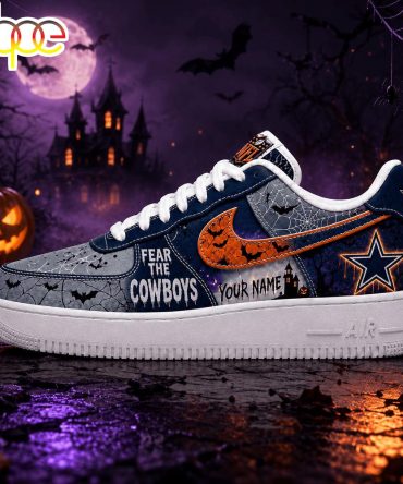 Custom Name Dallas Cowboys Nfl Fear The Team Halloween Air Force 1 Shoes