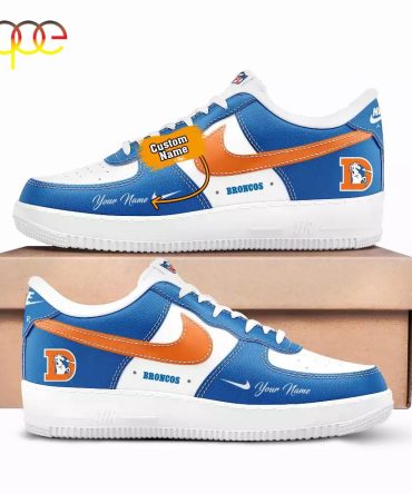 Custom Name Denver Broncos Blue Sport Team Air Force 1 Shoes