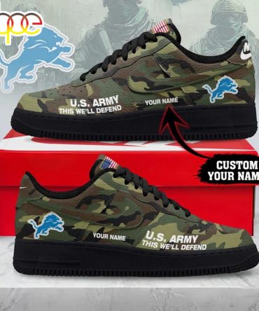 Custom Name Detroit Lions Nfl Us Army Air Force 1 Shoes For Fans
