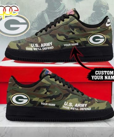 Custom Name Green Bay Packers Nfl Us Army Air Force 1 Shoes For Fans
