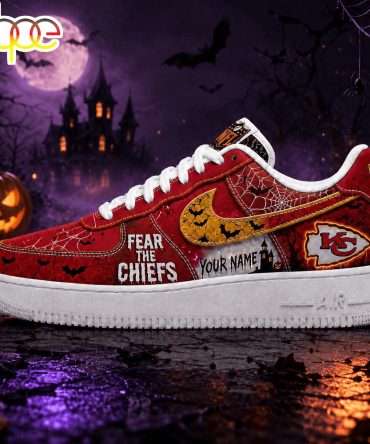 Custom Name Kansas City Chiefs Nfl Fear The Team Halloween Air Force 1 Shoes