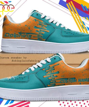 Custom Name Miami Dolphins Nfl Color Pattern Air Force 1 Shoes