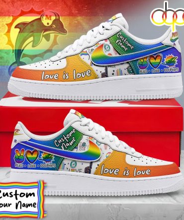 Custom Name Miami Dolphins Nfl Team Air Force 1 Shoes For Fans