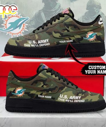 Custom Name Miami Dolphins Nfl Us Army Air Force 1 Shoes For Fans