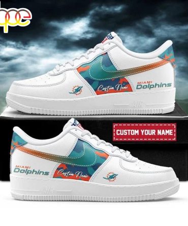 Custom Name Miami Dolphins Team Air Force 1 Shoes