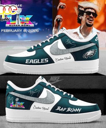 Custom Name Philadelphia Eagles Nfl X Bad Bunny Super Bowl Lx Air Force 1 Shoes