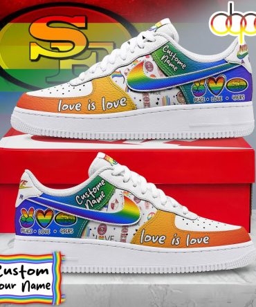 Custom Name San Francisco 49Ers Nfl Team Air Force 1 Shoes For Fans