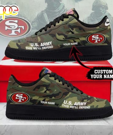 Custom Name San Francisco 49Ers Nfl Us Army Air Force 1 Shoes For Fans