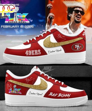 Custom Name San Francisco 49Ers Nfl X Bad Bunny Super Bowl Lx Air Force 1 Shoes