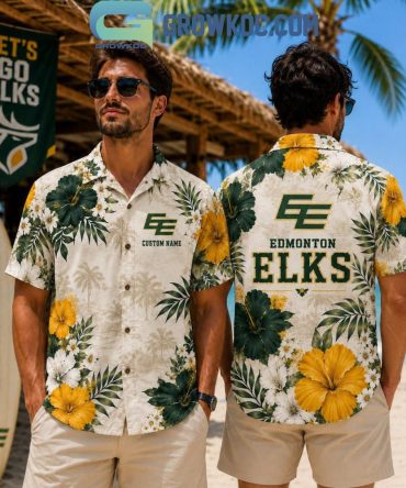Edmonton Elks Cfl Summer Floral Pattern Hawaiian Shirt